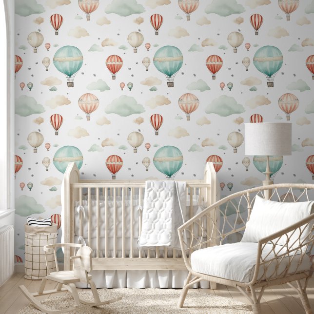 Cute Boho Balloon Pattern Baby Nursery Wallpaper (Kids)