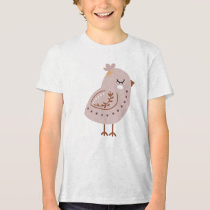 Cute Boho Bird Illustration in Neutral Pastel  Tri-Blend Shirt