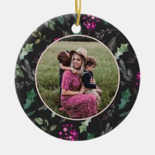Cute Boho Botanicals Photo Christmas Ornament 