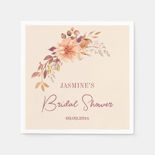 Cute Boho Bridal Shower Paper Napkin (Front)