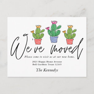 Cute Boho Cactus We've Moved New Home Photo Moving Announcement Postcard