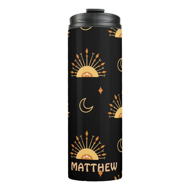 Cute Boho Celestial Seamless Pattern Personalised Thermal Tumbler (Front)