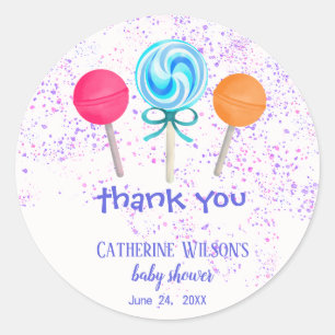 Cute Boho Chic Lollipops Candy Land Baby Shower Classic Round Sticker