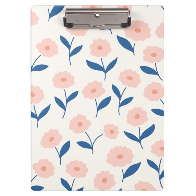 Cute Boho Chic Pink Flowers Pattern  Clipboard (Front)