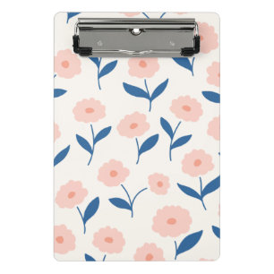 Cute Boho Chic Pink Flowers Pattern  Mini Clipboard