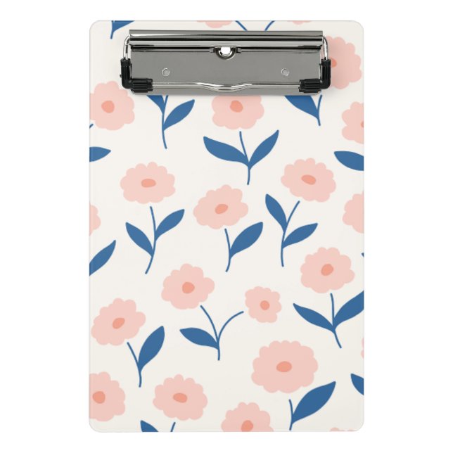 Cute Boho Chic Pink Flowers Pattern  Mini Clipboard (Front)