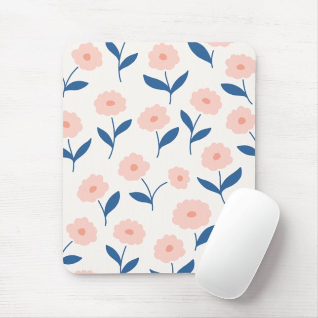 Cute Boho Chic Pink Flowers Pattern  Mouse Mat (With Mouse)