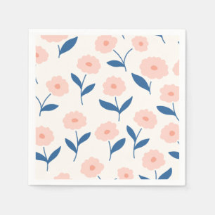 Cute Boho Chic Pink Flowers Pattern Napkin