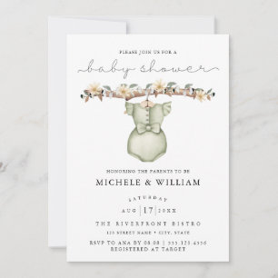 Cute Boho Clothes Girl Baby Shower Invitation