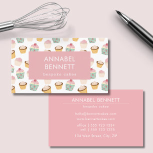 Cute Boho Cupcake Pattern Business Card