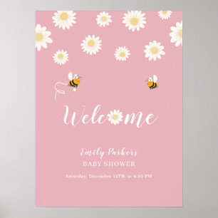 Cute Boho Daisy Bloom Baby Shower Welcome Sign 