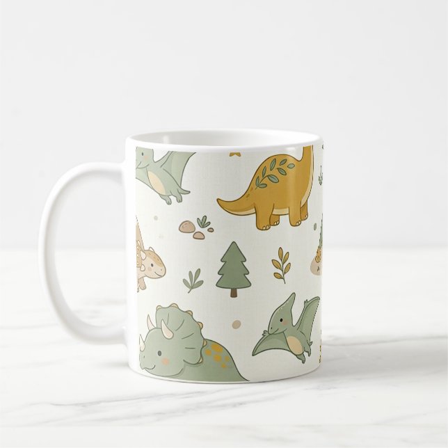 Cute Boho Dinosaur Pattern Coffee Mug (Left)