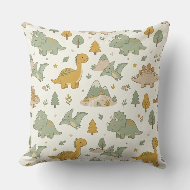 Cute Boho Dinosaur Pattern Outdoor Pillow (Front)