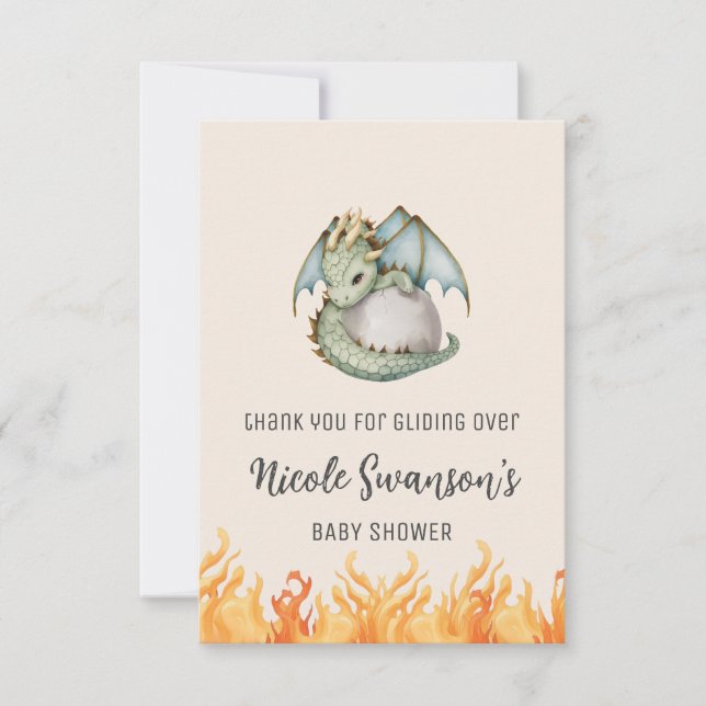 Cute Boho Dragon Egg Baby Shower Thank You Card (Front)