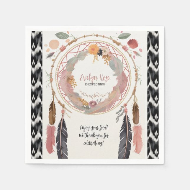 Cute Boho Dreamcatcher Baby Shower Party  Napkin (Front)