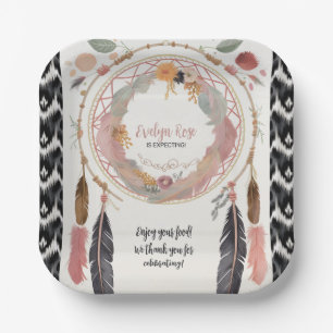 Cute Boho Dreamcatcher Baby Shower Party  Paper Plate