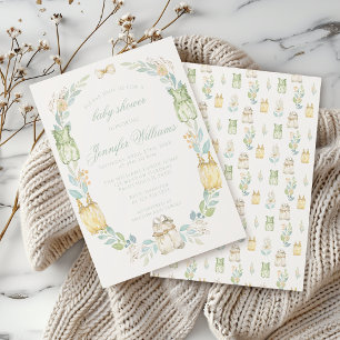 Cute boho eucalyptus baby girl clothes shower invitation