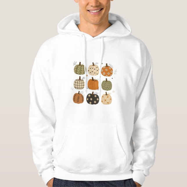 Cute Boho Fall Pumpkins Hoodie (Front)
