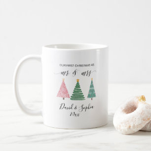 cute boho first Christmas together mug