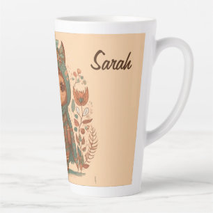 Cute boho floral owl custom latte mug