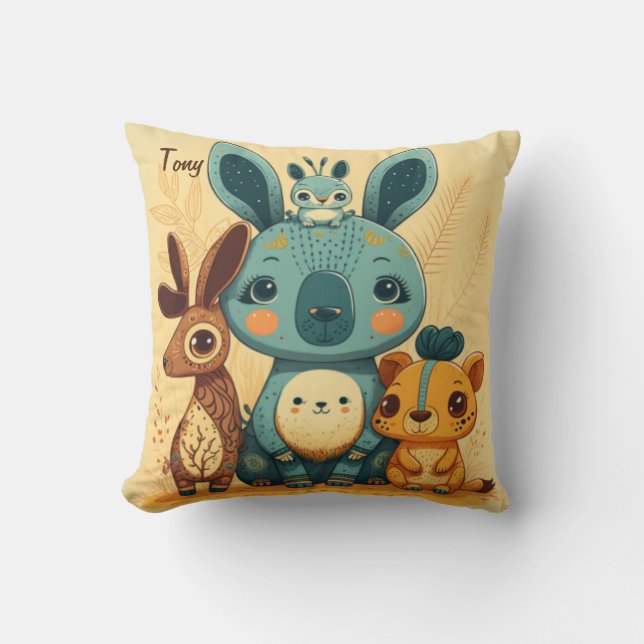 Cute boho floral rabbit cushion (Front)