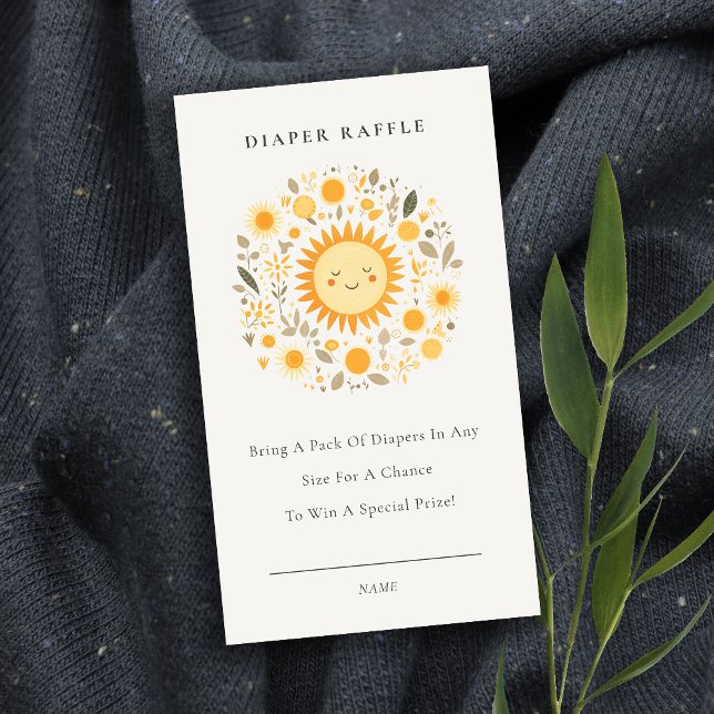 Cute Boho Floral Sun Diaper Raffle Baby Shower Enclosure Card (Creator Uploaded)