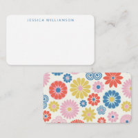 Cute Boho Flower Blue Custom Name Gift Enclosure