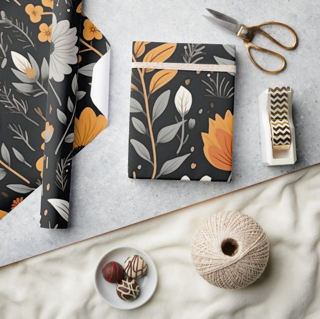 Cute Boho Flower Pattern, Whimsical Floral Boho  Wrapping Paper (Crafts)