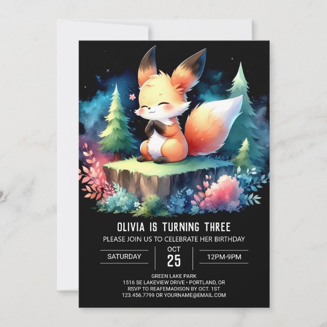  Cute Boho Fox Birthday digital  Invitation (Front)