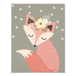 Cute Boho Fox Nursery Decor Artwork Poster