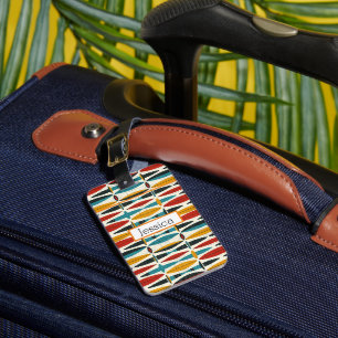 Cute Boho Geometric Customisable Name Luggage Tag