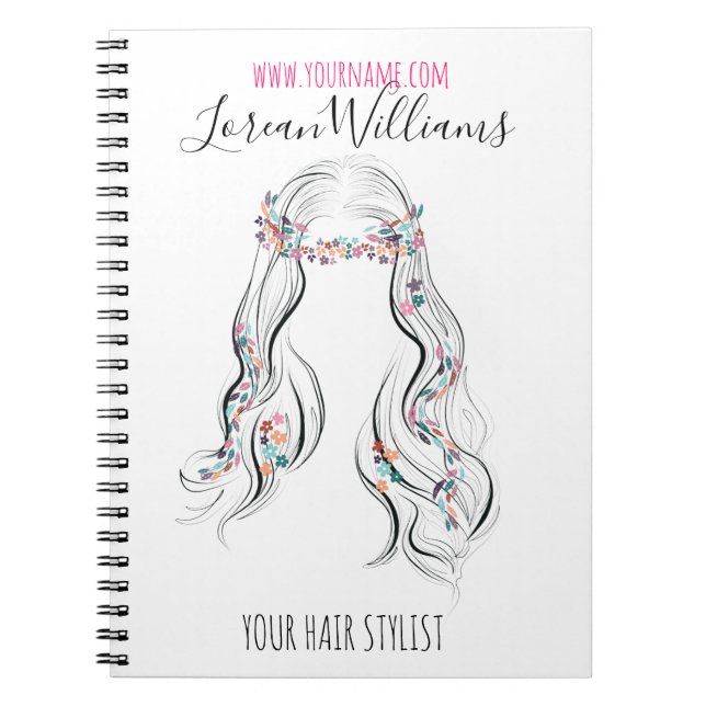 Cute Boho Hairstyle Wedding Hair Stylist Floral   Notebook (Front)