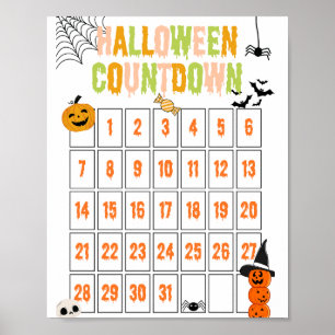 Cute Boho Halloween Countdown Poster