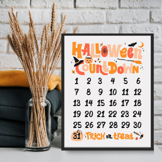 Cute Boho Halloween Countdown Poster