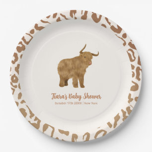 Cute Boho Holy Cow Western Baby Shower Paper Plate