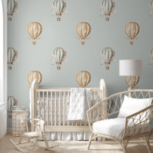 Cute Boho Hot Air Balloon Nursery Wallpaper