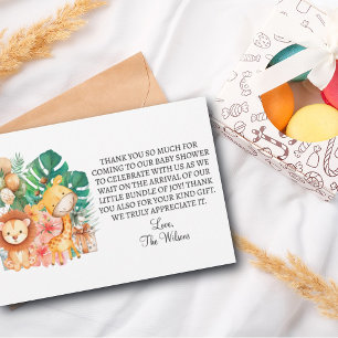 Cute Boho Jungle Animals Baby Shower ThankYou Card