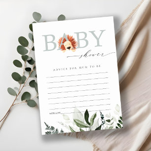 Cute Boho Lion Foliage Advice For Mum Baby Shower Enclosure Card