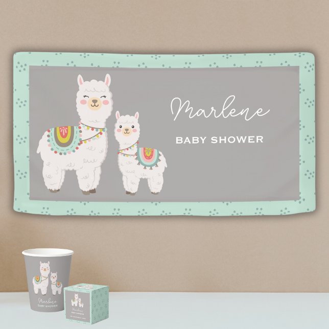 Cute boho llama baby shower banner (Creator Uploaded)