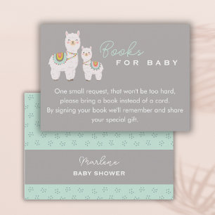 Cute boho llama baby shower books for baby enclosure card