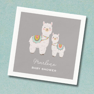 Cute boho llama baby shower napkin