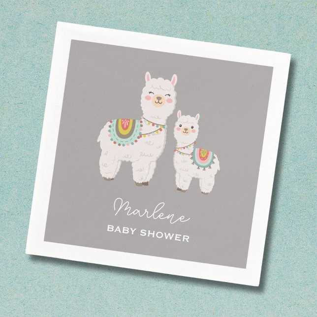 Cute boho llama baby shower napkin (Creator Uploaded)