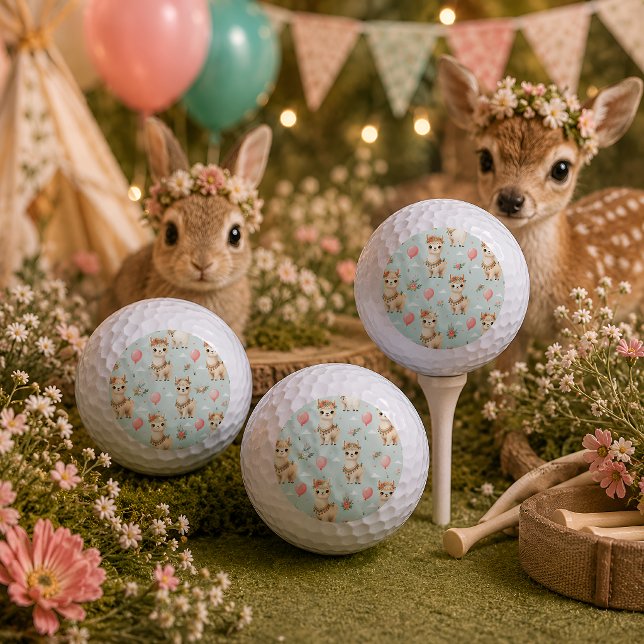 Cute Boho Llama Golf Balls (Creator Uploaded)