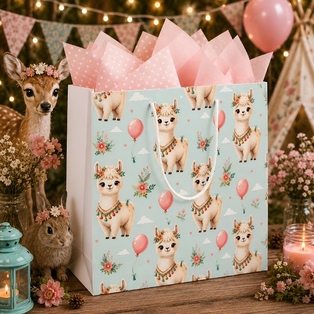 Cute Boho Llama Large Gift Bag (Creator Uploaded)