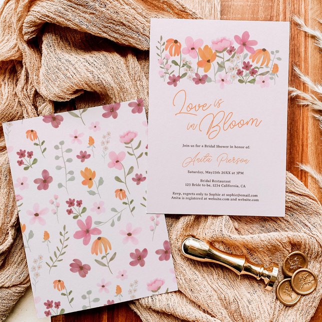 Cute boho meadow little wildflower bridal shower invitation (Creator Uploaded)
