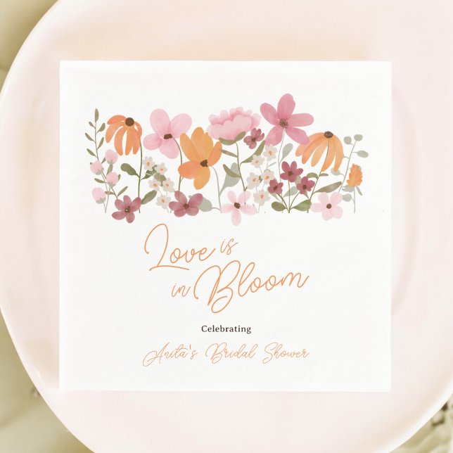 Cute boho meadow little wildflower bridal shower napkin (Cute boho meadow little wildflower bridal shower napkins)