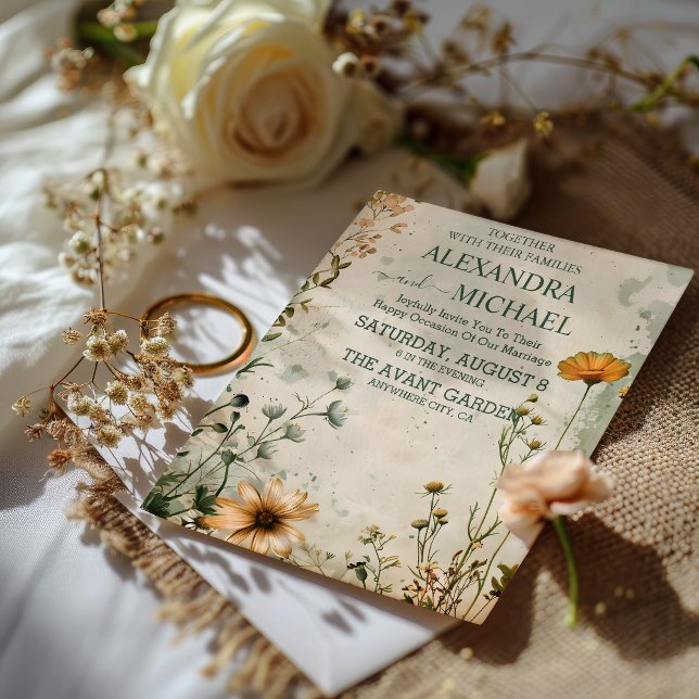 Cute boho meadow little wildflower  wedding invitation (Creator Uploaded)