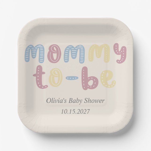 Cute Boho Mummy To Be Baby Shower Paper Plate (Front)