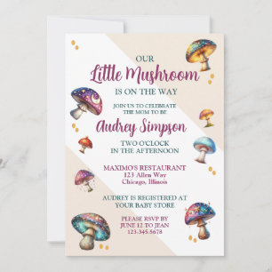 Cute boho mushrooms Baby Shower Invitation