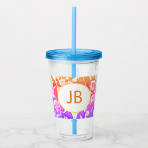 Cute Boho Ombre Monogram Acrylic Tumbler